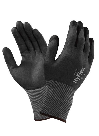 Buy Ansell HyFlex 11-840 Professional Work Gloves, Robust Nitrile Coating with Strong Grip, Mechanical Protection, Assembly, DIY, Industrial Safety Gloves Men Women, Black in UAE