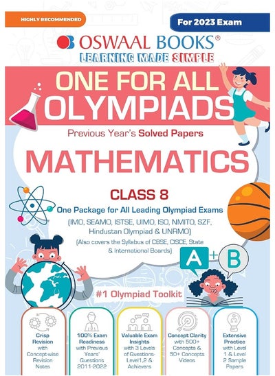 اشتري Oswaal One For All Olympiad Previous Years' Solved Papers, Class-8 Mathematics Book (For 2023 Exam) في الامارات