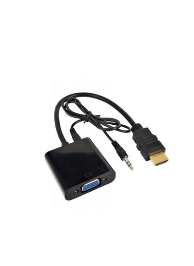 اشتري محول بدقة 1080 بكسل من منفذ HDMI إلى VGA مع محول صوت أسود في مصر