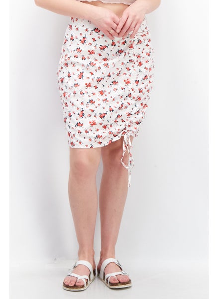 Buy Women Floral Print Mini Skirt, White Combo in UAE