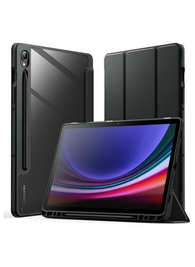 Buy Hybrid Case for Samsung Galaxy Tab S9 11 Inch 2023 SM-X710/X716B/X718U Tablet with Pen Holder - Shockproof Protective Case with Transparent Hard Back Cover(Black) in Egypt