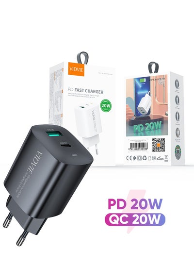 Buy VIDVIE PD FAST CHARGER 20W BLACK  + CABLE TYPE C in Egypt