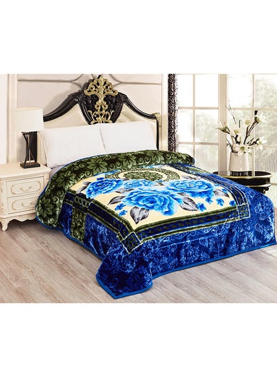 Buy 2Ply Blanket Cloudy Embrossed Super Soft Blanket 220*240CM 13LBS Blue in UAE