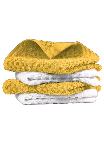 اشتري Infinitee Xclusives Premium Dish Towels - Yellow [Pack of 4] 100% Cotton 33cm x 33cm Dish Cloth - Absorbent Tea Towels - Terry Kitchen Dishcloth Towels for Household Cleaning في الامارات