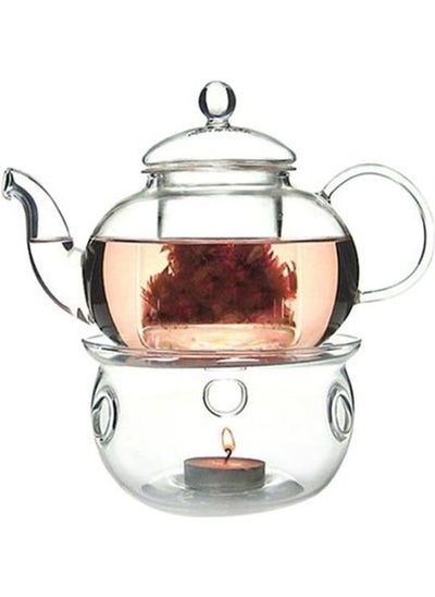 Buy Glass Teapot With Burner Clear in UAE