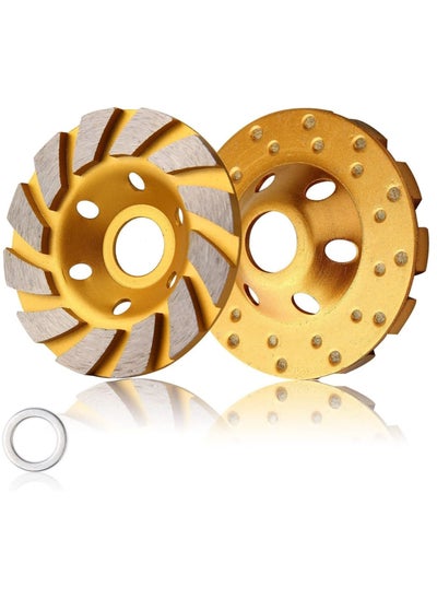 اشتري Concrete Stone Ceramic Turbo Diamond Grinding Cup Wheel,12 Segs Heavy Duty Angle Grinder Wheels for (Yellow) 4 Inch في الامارات