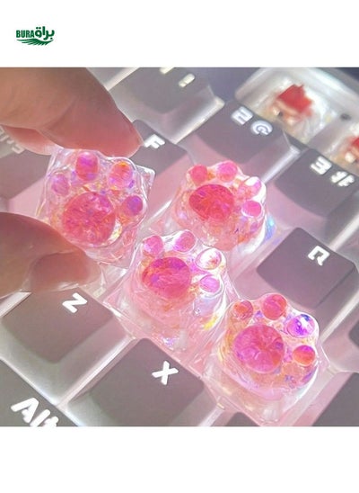 Buy 1pc Cute ABS Resin Translucent Cat Claw Keycap, Suitable For Mechanical Keyboard Replacement, OEM R4 Height, Best Gift For Computer Enthusiasts in UAE