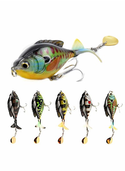 Buy 5pcs Fishing Lure Set, Bass, Trout with Topwater Floating Rotating Tail, Artificial Hard Bait, Slow Sinking Tackle Kits in Saudi Arabia