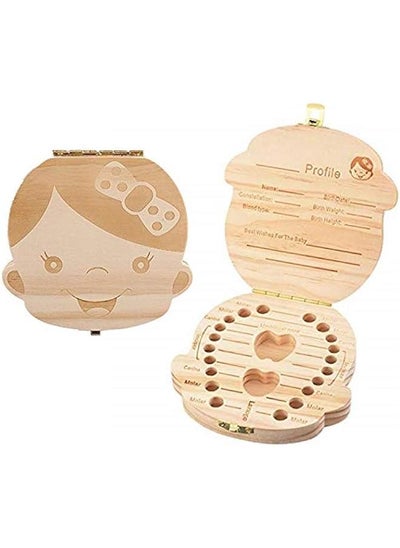 اشتري Baby Teeth Box Wood Case Storage Kids Keepsake Organizer Teeth Container for Girls في الامارات