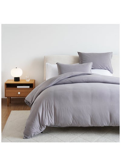 Buy Snug Cotton Jersey 3-piece Duvet Cover Set 260x220cm - Grey in UAE