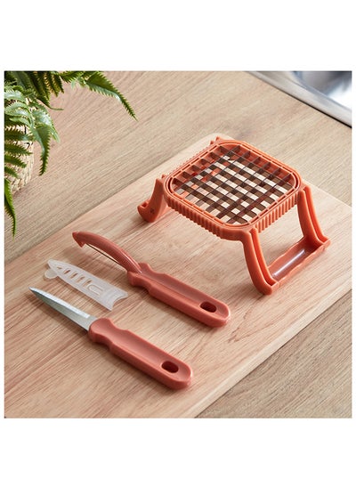 Buy Easy Chef Potato Mix 3 in 1 Gadget Potato Cutter with Peeler and Knife 21.5 x 3 x 2 cm in UAE