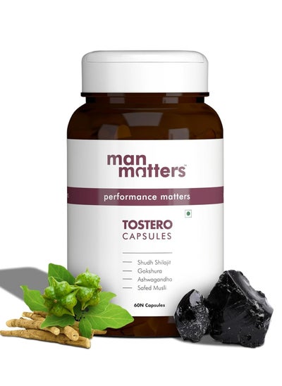 Buy Man Matters Shilajit Ashwagandha, Gokshura, Safed Musli Capsules For Men | 60 Capsules | 20 Ayush-Approved Ayurvedic Herbs | Helps Maintain Overall Health in Saudi Arabia