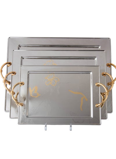 Buy Set of 3 silver metal trays of different sizes in Saudi Arabia