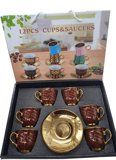 Buy 12 PCS ceramic cup and dish set in Egypt