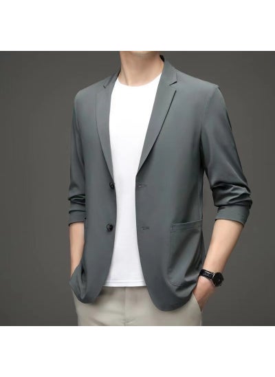 Buy Summer Mens Casual Suit Slim Ice Silk Anti-UV BlazerGray Gray in UAE