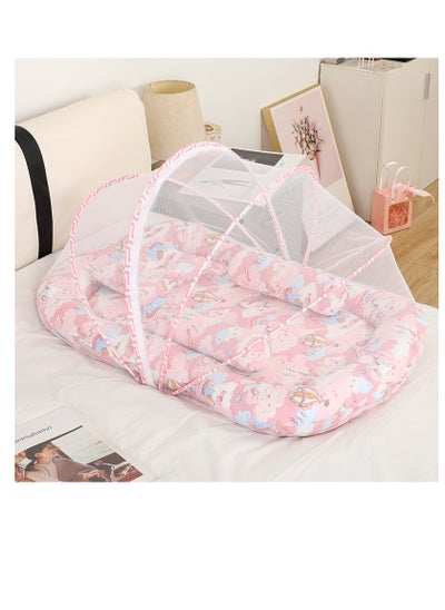 Buy Newborn Baby Nest Sleeper Soft Breathable Infant Crib Bassinet in Bed with Parents with Mosquito net and Pillow in UAE