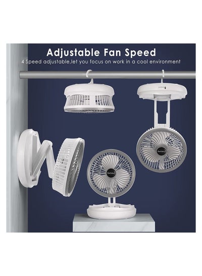 اشتري Portable Fan for Travel, USB Rechargeable Small Fan with 4000mAh Battery 4 Wind Speeds, Air Circulator and Foldable Silent Personal Fan for Bedroom, Bedside, Desktop, Camp, Tent في السعودية