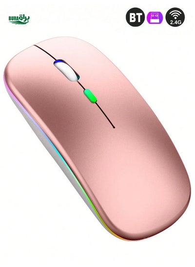 Buy USB Rechargeable Bluetooth Dual Mode Glowing Wireless Mouse, Silent & Ergonomic For PC/Laptop Office & Gaming in UAE