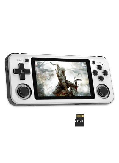 اشتري RG351P Handheld Game Console, Opening Linux Tony System Built-in 64G TF Card 2500 Classic Games 3.5-inch IPS Screen Retro Game Console (White) في السعودية