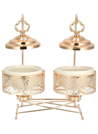 Buy 2 pieces Round Food Warmer Set With Candle Stand in Saudi Arabia