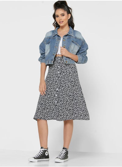 Buy Button Down Printed Skirt in Saudi Arabia