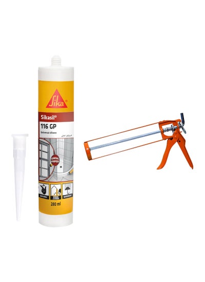 اشتري Silicone sealant and Gun - Sika Sikasil 116-GP Universal Silicone, 280 Ml- General Purpose Acetoxy Cure Silicone Sealant and Duravel Silicon sealant gun في الامارات