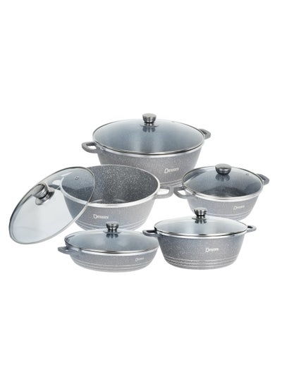 Buy 10-Piece Granite Cookware Set Gey in UAE