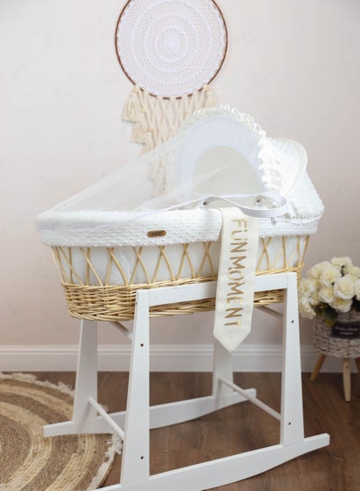 Buy Portable Baby Moses Basket Cot With Durable Rocking Stand (white) in Saudi Arabia