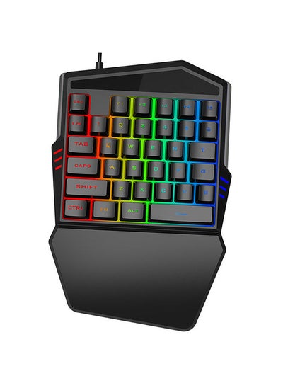 Buy T19 Wired One-handed Gaming Keyboard 35 Key Colorful RGB Backlight Ergonomic Design Keyboard for Android/Windows/IOS in UAE