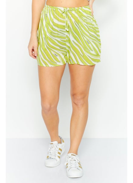 Buy Women Allover Printed Drawstring Shorts, Green Combo in UAE