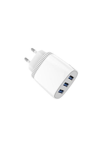 اشتري ASPOR A812 2.4 A IQ Home charger Plus IPHONE Cable 3 USB - White في مصر