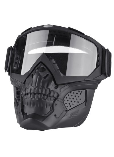 Buy Motorcycle Goggles Detachable Face Mask, Airsoft Mask Full Face, Protective Gear Compatible with Helmet for Men Women Kids Youth, Detachable Clear Goggles for Motorcycle ATV Dirt Bike in UAE