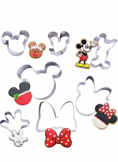 اشتري Cookie Cutters Set 7 Pcs Stainless Steel Sandwich Cake Cutter Baking Molds Themed of Mickey Minnie Mouse في السعودية