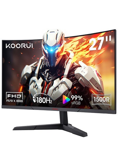 Buy 27-Inch Curved Gaming Monitor 1500R Full HD 1920 x 1080, 180Hz Refresh Rate, 1ms Response Time, sRGB 99% Color Gamut, 72% NTSC, 3000: 1 Static Contrast, Audio Interface, Tilt Adjustable, DisplayPort and HDMI, VESA Compatible, Eye Protection, Crosshair, Timer, Free-sync, G-sync Compatible | 27E6CA in UAE