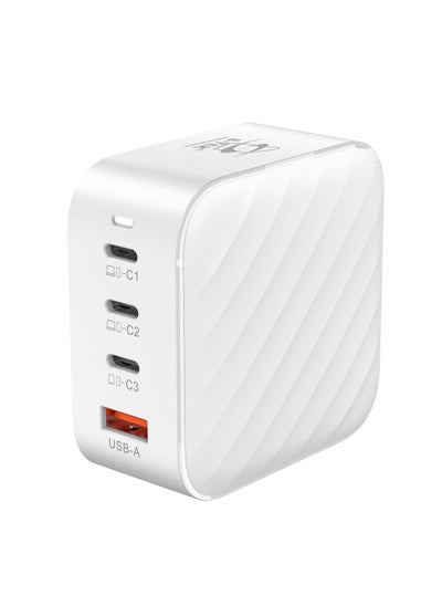 Buy S-TEK 120W Turbo 4-Ports GaN Travel Wall Charger, 3 x USB-C Port Fast Charging Adapter(Max 100W/20W), 1 USB-A (Max 18W). Compatible with MacBook Pro Air, iPad Pro, iPhone 14,Galaxy S9 and More. in UAE