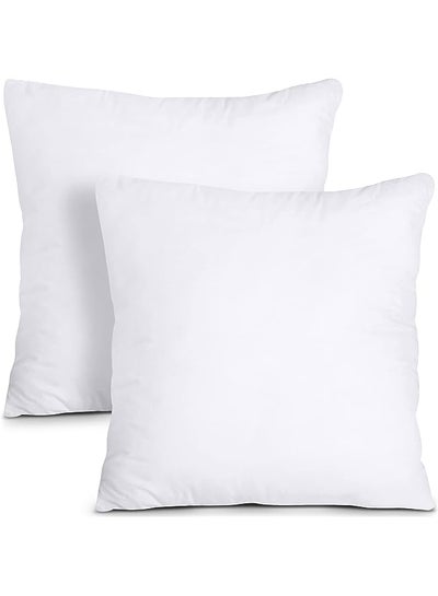 اشتري SLEEP EVERY NIGHT Bedding Cushion Inner Pads (Pack of 2, White) - Inserts 18" x (45 45 cm) Hollowfibre Fillers Polycotton Cover في الامارات