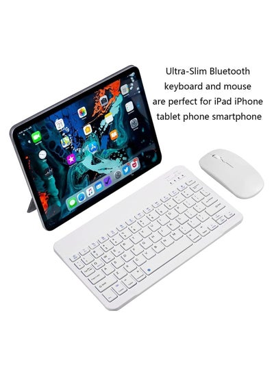 Buy Ultra-thin, portable, rechargeable wireless keyboard and mouse, compatible with most devices that support Android, IOS, Windows, multi-color in Saudi Arabia