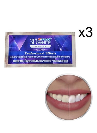 Buy 3-Piece 3D Whitening Teeth Strip, Teeth Whitener, Strips White Strips for Removing Smoking Coffee Stain, Yellow Stains, Gentle and Fast, Home Use Tooth Whitening in UAE