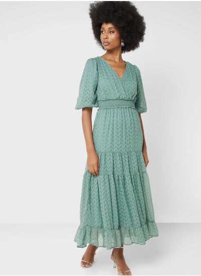 Buy Surplice Neck Tiered Dress in Saudi Arabia