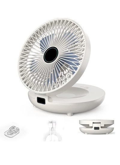 Buy Household Dual-Use Kitchen Fan Portable Quiet 3 Speeds USB Wireless Charging Foldable Wall-Mounted Electric Fan,Multifunctional Rechargeable Desktop Wall Hanging Fan in Saudi Arabia