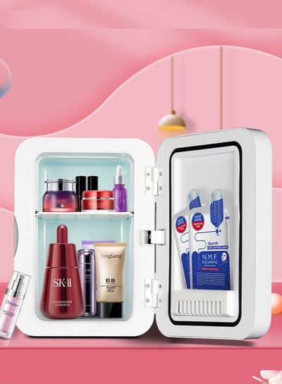 Buy Portable 8L Mini Makeup Fridge with LED Light Mirror Cosmetic Storage Cooler and Warmer Freezer in Saudi Arabia