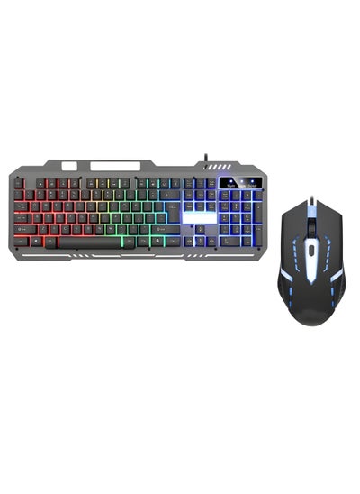 اشتري LED Gaming Keyboard with Mouse Set White with Gaming Mousepad Black/Blue في السعودية