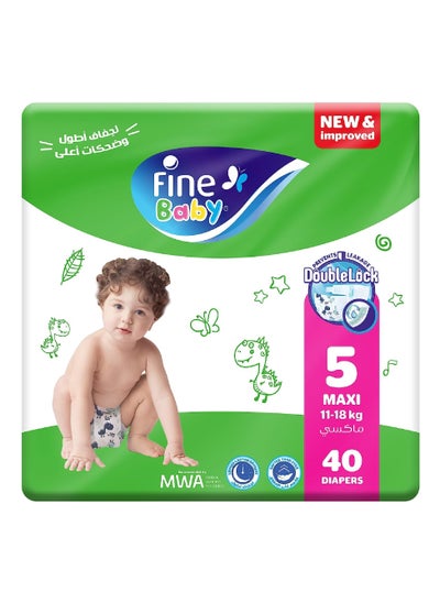 Buy Baby Diapers Size 5 Maxi 11-18 kg 40 Count in Saudi Arabia