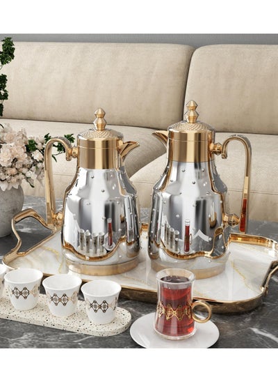 Buy Refan Thermos set for Tea and Coffee Elegant and Modern Silver/Golden 1 L/0.5 L in Saudi Arabia