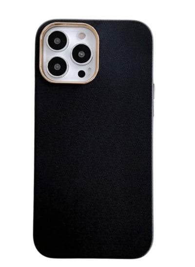 Buy iPhone 13 Case Ultra-Simple Ultra-Lightweight Protective Hard PC Back Anti-Slip Synthetic Leather Black in Egypt