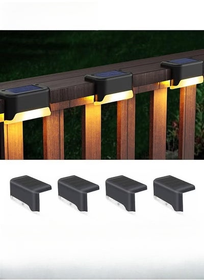 Buy Solar Step Lamp,4 Pack Waterproof LED Solar Deck Light,Decor Solar Lights For Railing,Stairs,Fence,Post,Yard And Driveway,Black in UAE