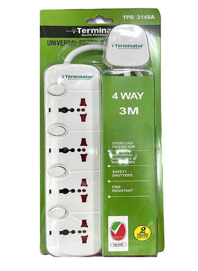 اشتري Terminator 4 Way Power Extension Socket 3 Meter | TPB214SA ESMA Approved في الامارات