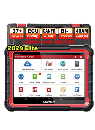 Buy 2023 LAUNCH X431 PRO Elite OBD2 Diagnostic Device, ECU Online Coding & Bi-Directional, Complete System Diagnosis, 37+ Service Functions in UAE