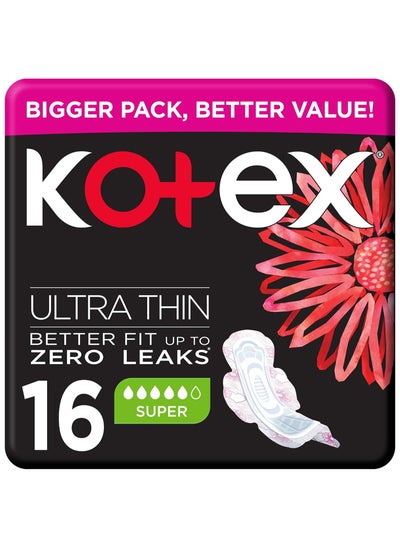 Buy Kotex Ultra Thin Pads, Super Size Sanitary Pads with Wings in Saudi Arabia