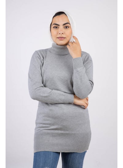 Buy Long Modest Basic Fit Pullover | Free Size | LightGrey in Egypt